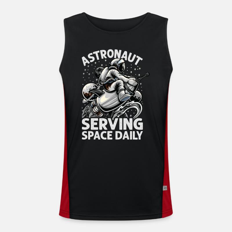 Astronaut Serving Space Daily - Funny - Planets - Men's Functional Contrast Tank Top 