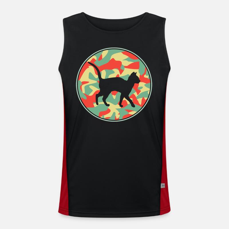 Vintage Abessinische Katze Funktionelles Kontrast-Tank Top für Männer 