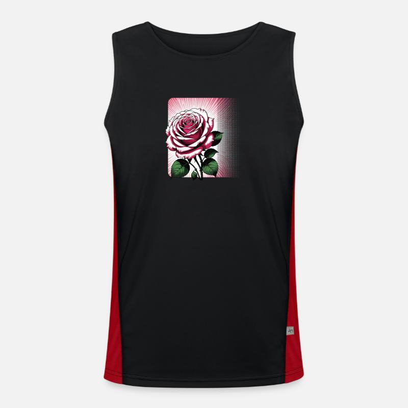 Strahlende Rosenblüte Funktionelles Kontrast-Tank Top für Männer 