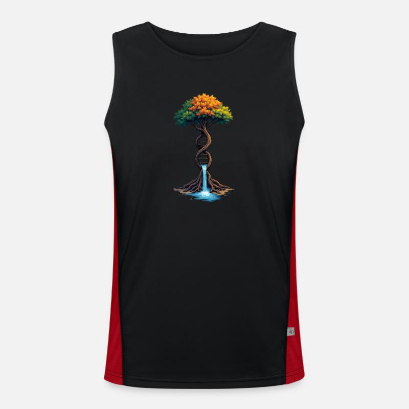 DNA-Baum des Lebens Wasserfall Funktionelles Kontrast-Tank Top für Männer 