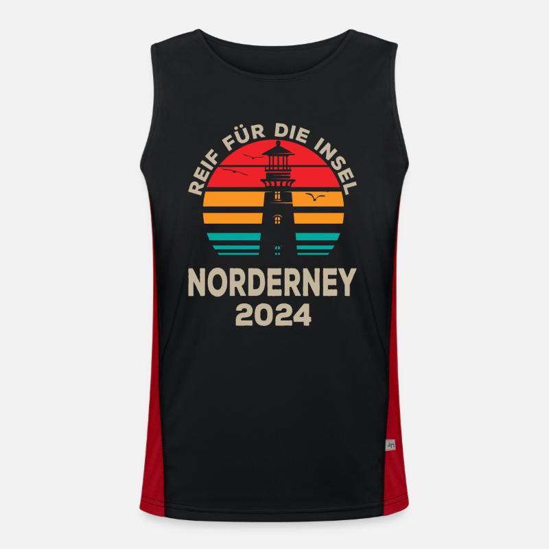 Norderney 2024 Island Adventure Lighthouse Design Men's Functional Contrast Tank Top 