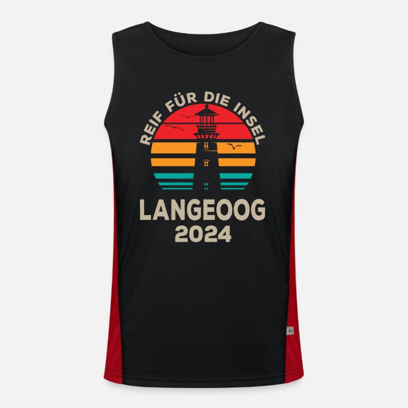 Langeoog 2024 Relaxation Lighthouse Design Men's Functional Contrast Tank Top 