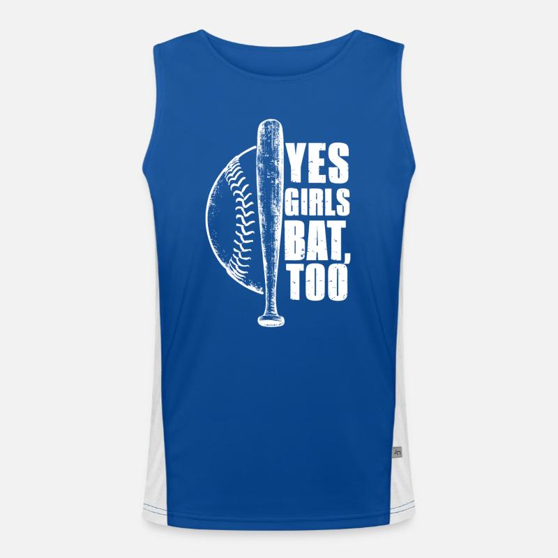 Mädchen spielen auch Baseball Funktionelles Kontrast-Tank Top für Männer 