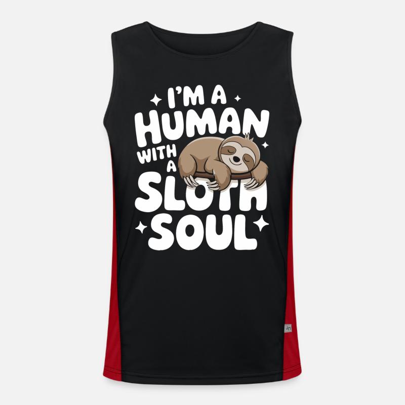 Sloth Sloths Sleeping Lazy - Men's Functional Contrast Tank Top  - black/red