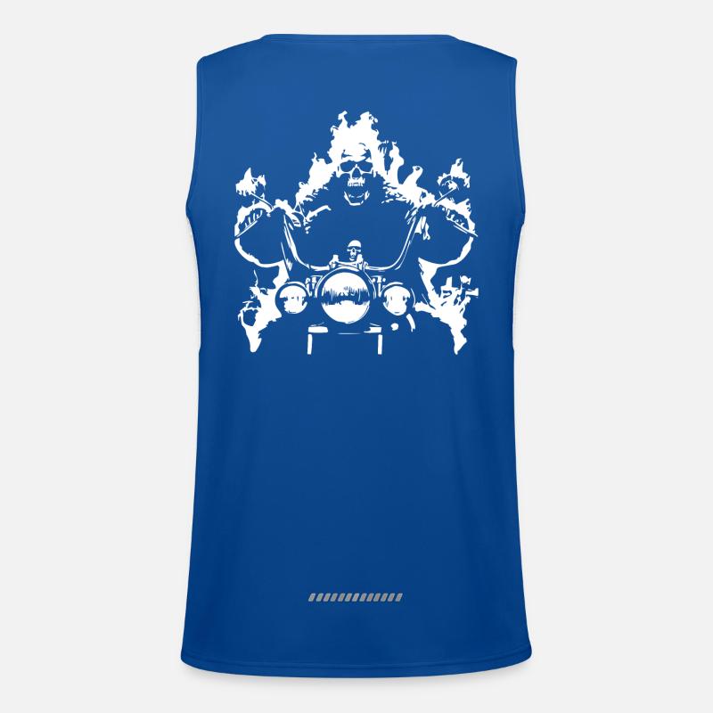Skull Biker Flame Motorcycle Men's Functional Contrast Tank Top 