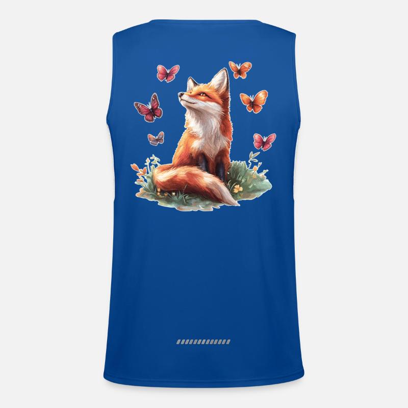 Fox with butterflies Men's Functional Contrast Tank Top 