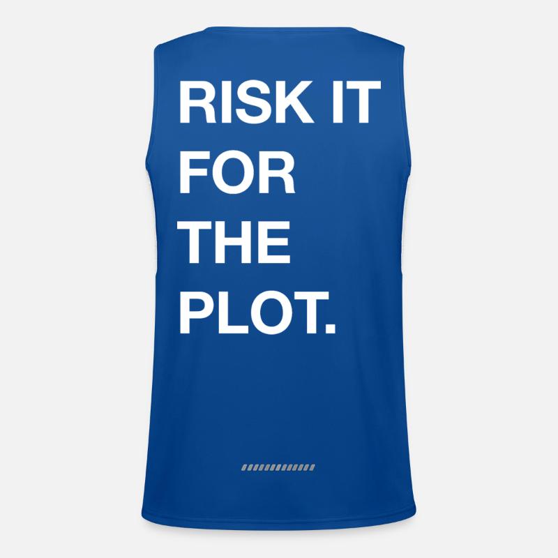 Risk it for the Plot Statement Bold Typo Trend Men's Functional Contrast Tank Top 