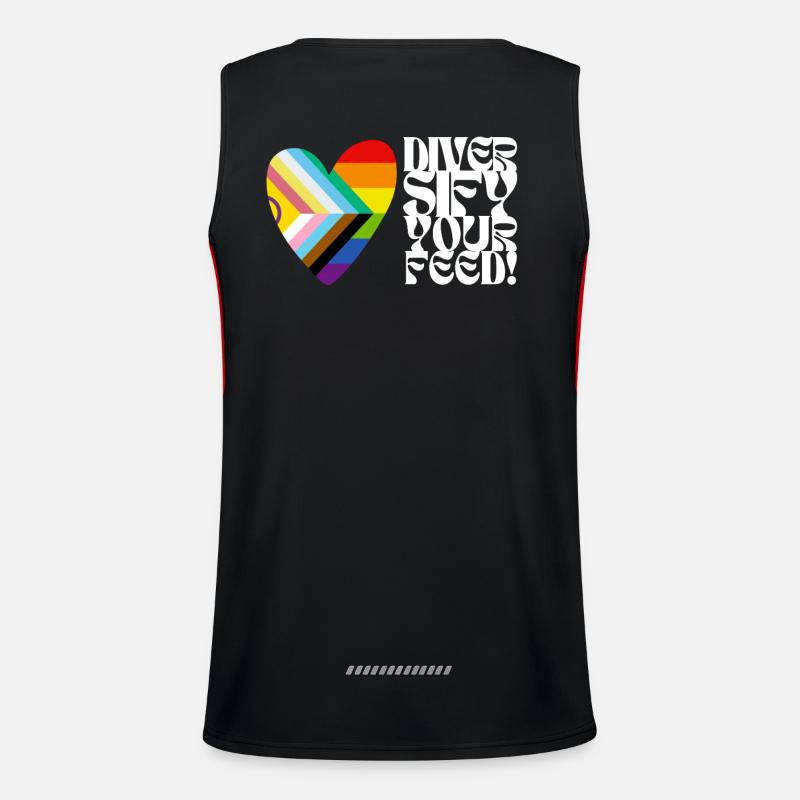 🌈♿ Diversify Your Feed–Progress Pride&Disability - Men's Functional Contrast Tank Top  - black/red