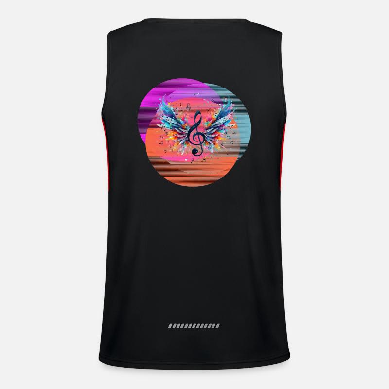 Backprint Techno Party Music Notes Funktionelles Kontrast-Tank Top für Männer 