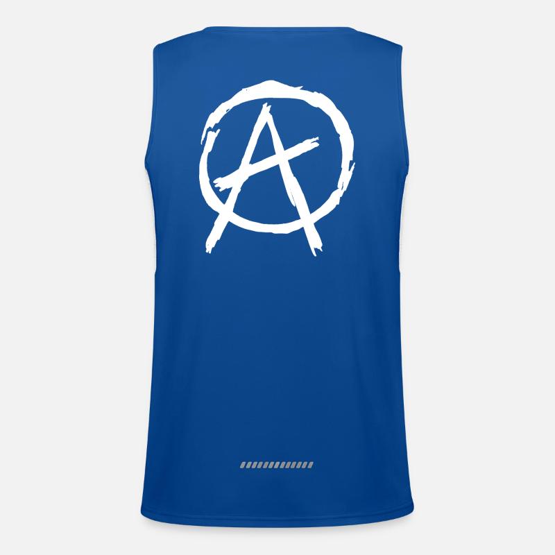 Anarchy Symbol in Circle - White Men's Functional Contrast Tank Top 