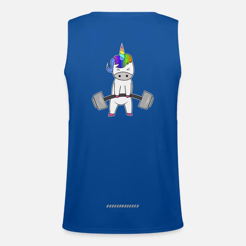 Unicorn dumbbell workout strength training gift Men's Functional Contrast Tank Top 