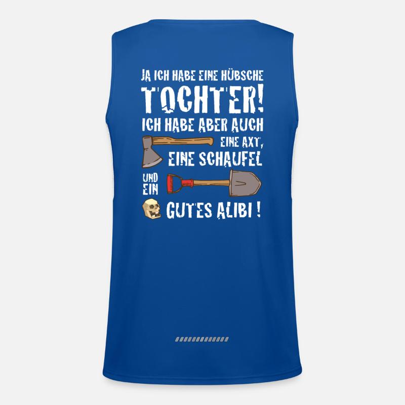 ja ich habe eine huebsche Tochter lustiger Spruch Funktionelles Kontrast-Tank Top für Männer 