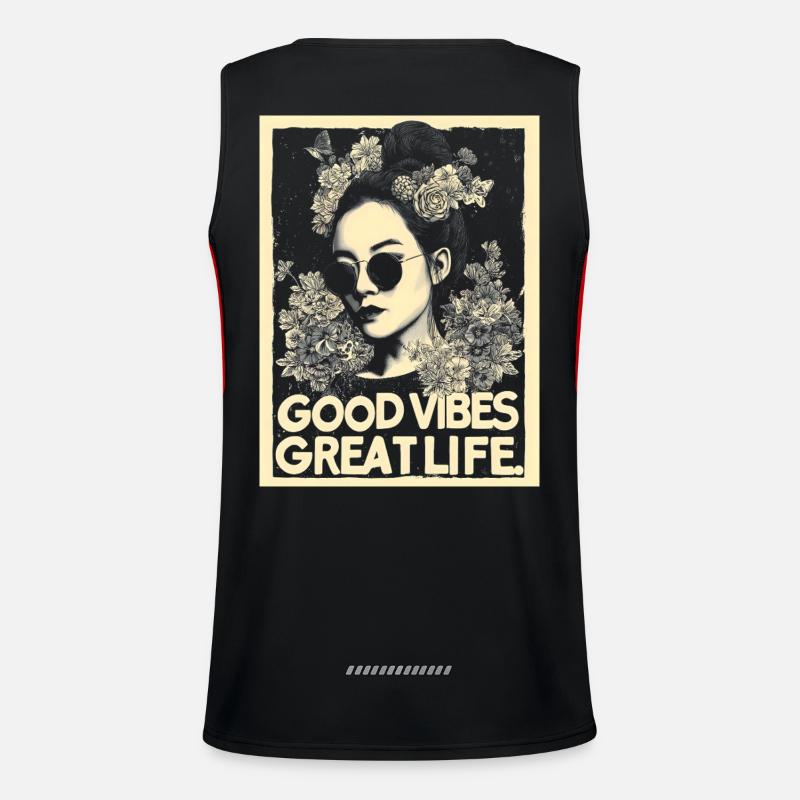 Vibes great Life tattoo - Men's Functional Contrast Tank Top  - black/red