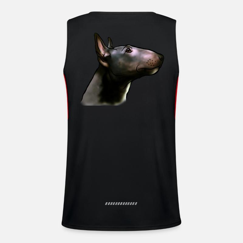 Bull Terrier Head in Profile Comic Style Men's Functional Contrast Tank Top 