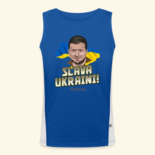 Zelensky Porträt und Slogan Ruhm der Ukraine - Funktionelles Kontrast-Tank Top für Männer 