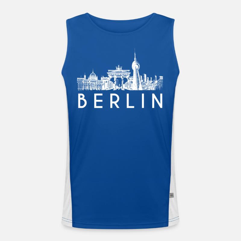 Berlin skyline in white Men's Functional Contrast Tank Top 