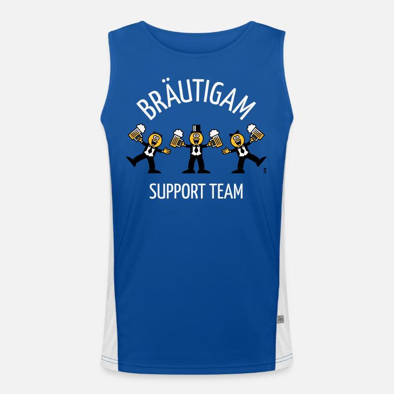Bräutigam Support Team (JGA, Karikatur, Tanz, W) Funktionelles Kontrast-Tank Top für Männer 