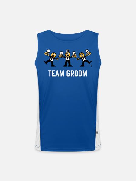 Team Groom (Stag Party, Caricature, Dance, 3C, W) - Men's Functional Contrast Tank Top  - royal/white - Front