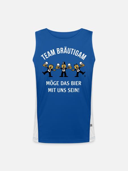 Team Bräutigam (Karikatur / Bier Mit Uns / 3C / W) - Funktionelles Kontrast-Tank Top für Männer  - Royal/Weiß - Vorne