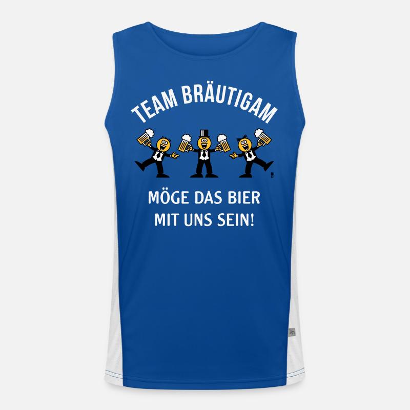 Team Bräutigam (Karikatur / Bier Mit Uns / 3C / W) Funktionelles Kontrast-Tank Top für Männer 