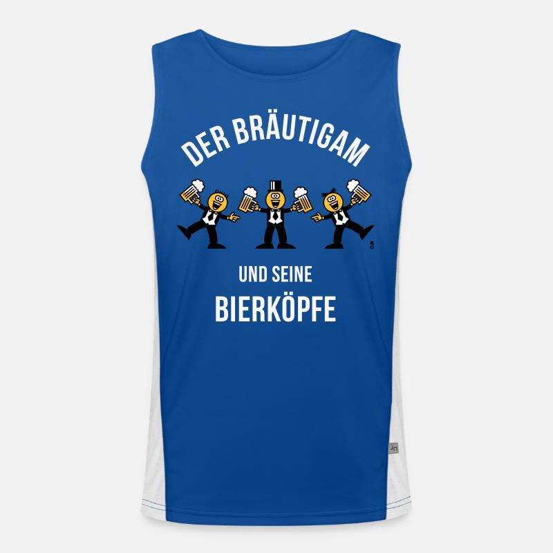 Der Bräutigam / Bierköpfe (Karikatur / 3C / W) Funktionelles Kontrast-Tank Top für Männer 