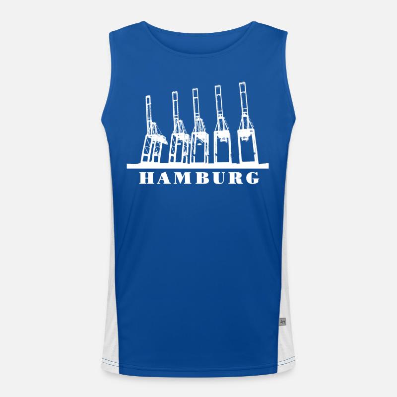 Hamburg Harbour Cranes Men's Functional Contrast Tank Top 