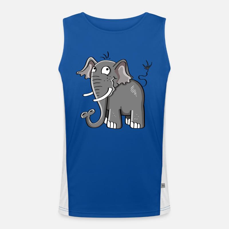 Kleiner Grauer Elefant I Elefanten Comic Geschenk Funktionelles Kontrast-Tank Top für Männer 