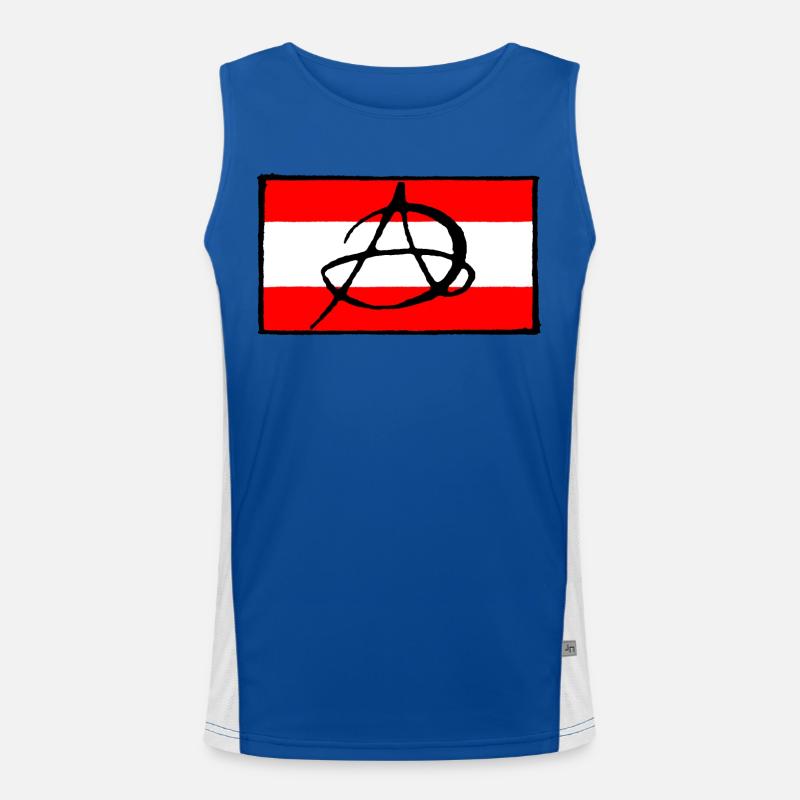 Anarchy icon on red background Men's Functional Contrast Tank Top 