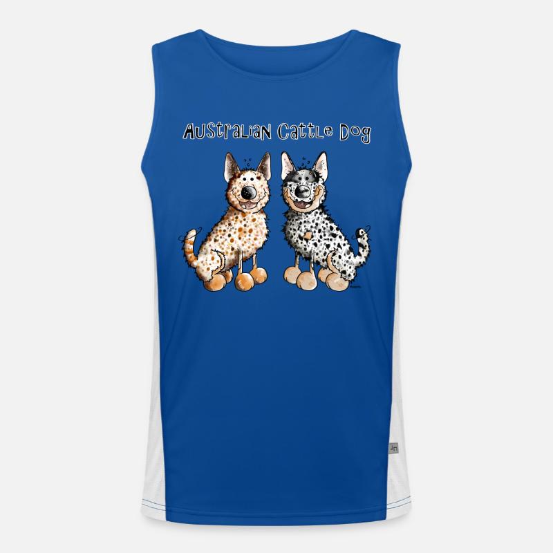 Two funny Australian Cattle Dogs Men's Functional Contrast Tank Top 