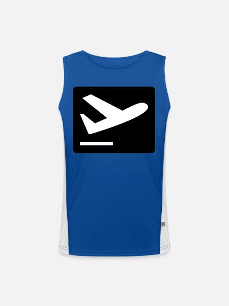 Airplane taking off - Men's Functional Contrast Tank Top  - royal/white - Front