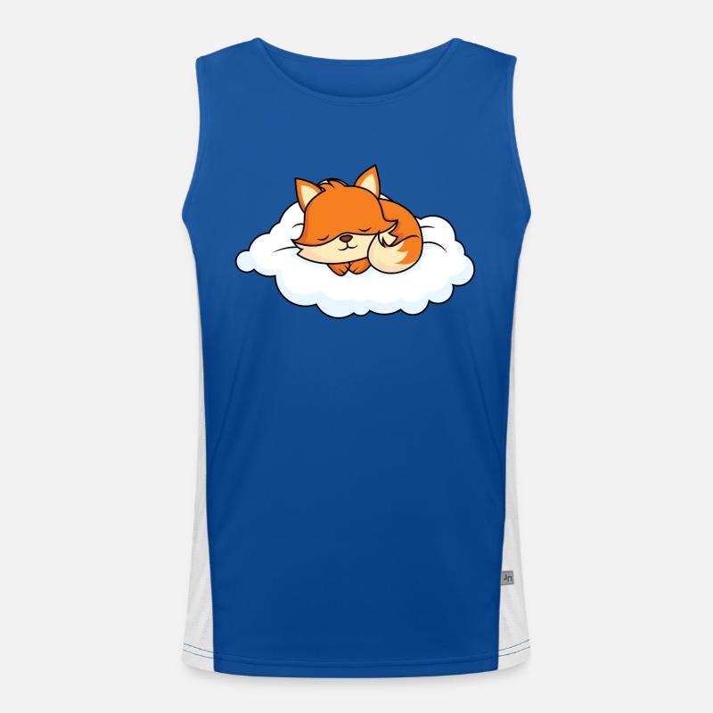 Little fox sleeping on cloud - Men's Functional Contrast Tank Top  - royal/white