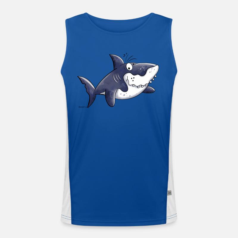 Happy Shark - Men's Functional Contrast Tank Top  - royal/white