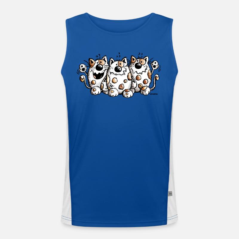 Drei dicke Katzen - Katze - Cat - Comic Funktionelles Kontrast-Tank Top für Männer 