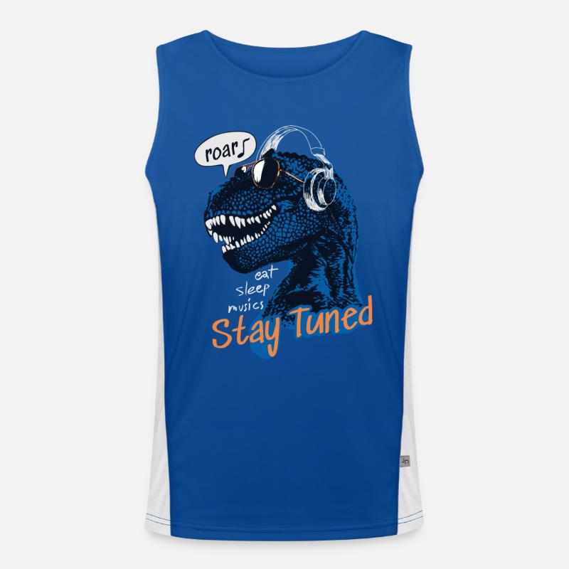 T-Rex Stay Tuned - Men's Functional Contrast Tank Top - royal/white