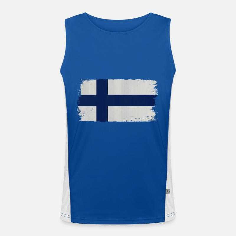 Finnish Flag Acrylic Look - Men's Functional Contrast Tank Top  - royal/white