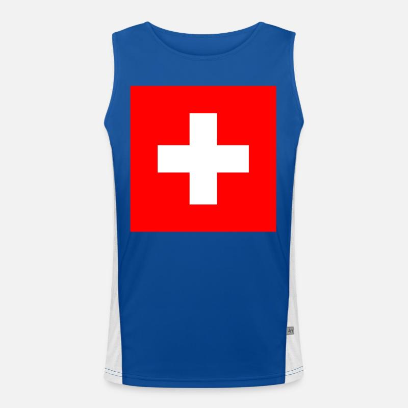 Autocollant drapeau de la Suisse Aufkleber Schweiz Débardeur respirant contrasté Homme 