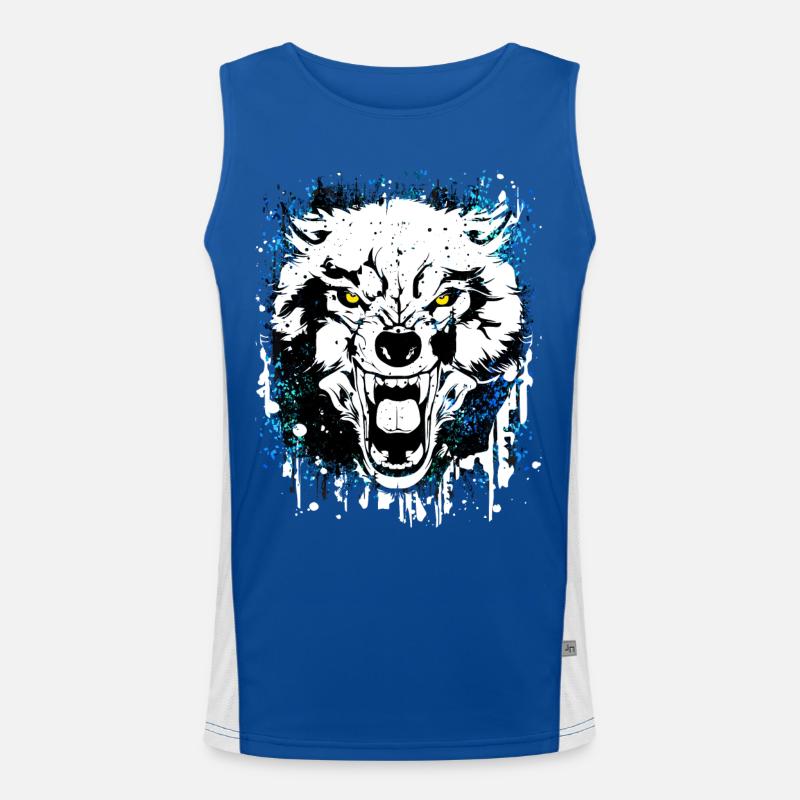 Wolf - Wölfe - Werwolf - Wolfsrudel - Vollmond Funktionelles Kontrast-Tank Top für Männer 