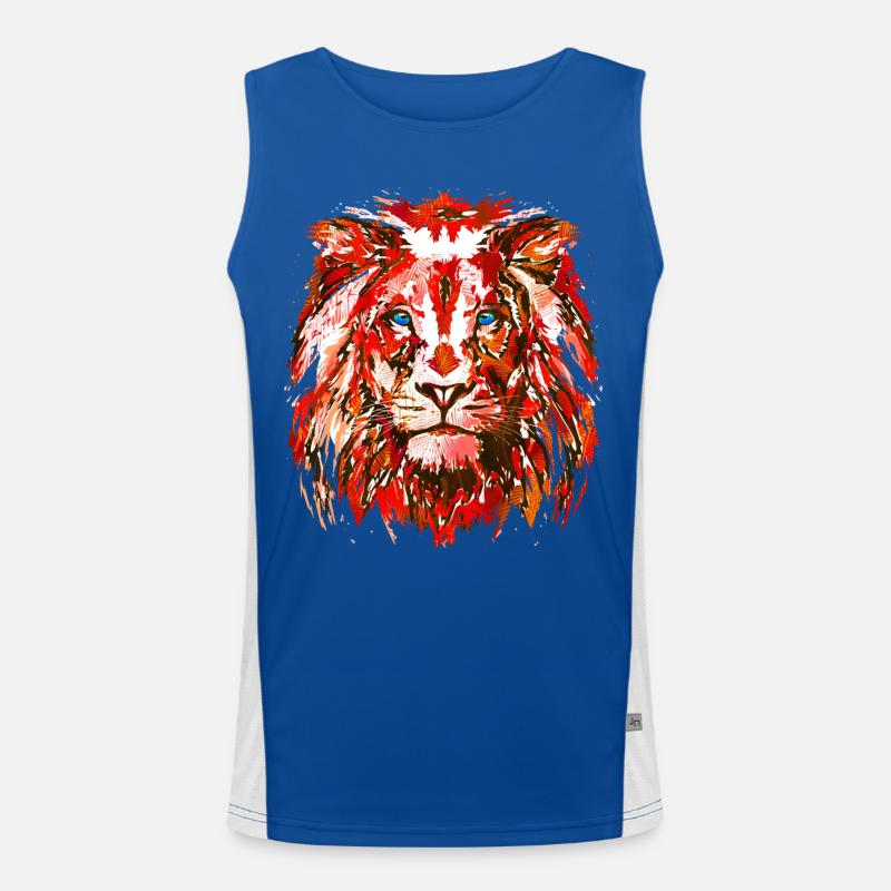 Roter Löwenkopf - Sternzeichen Löwe Funktionelles Kontrast-Tank Top für Männer 