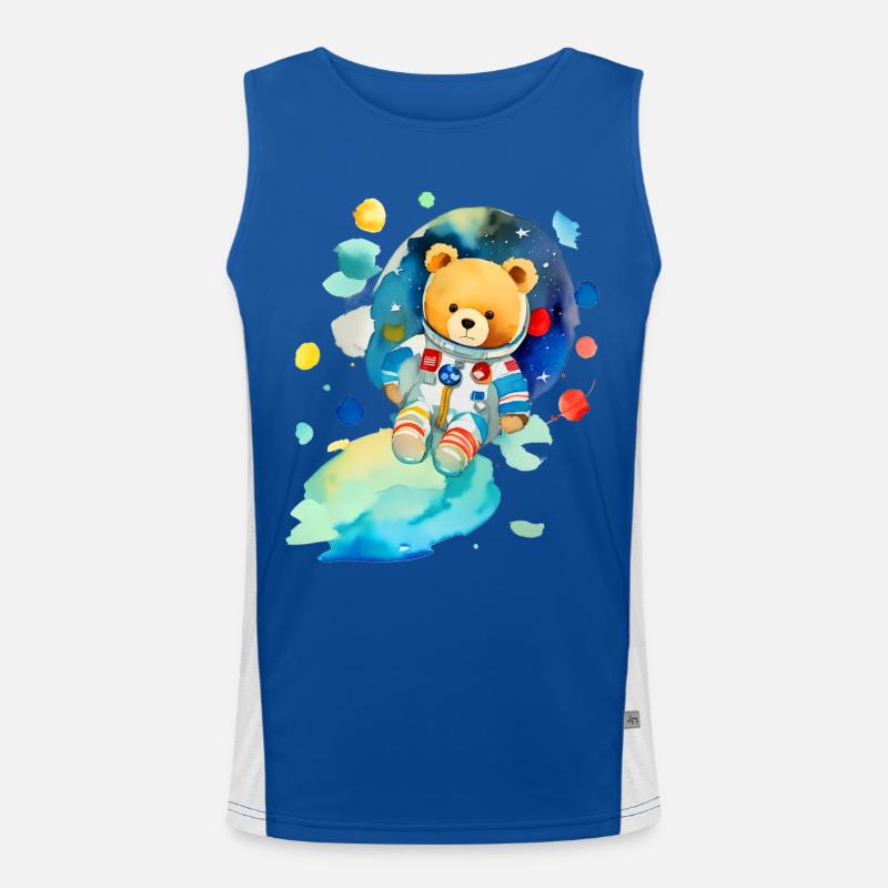 Teddy bear in space Men's Functional Contrast Tank Top 