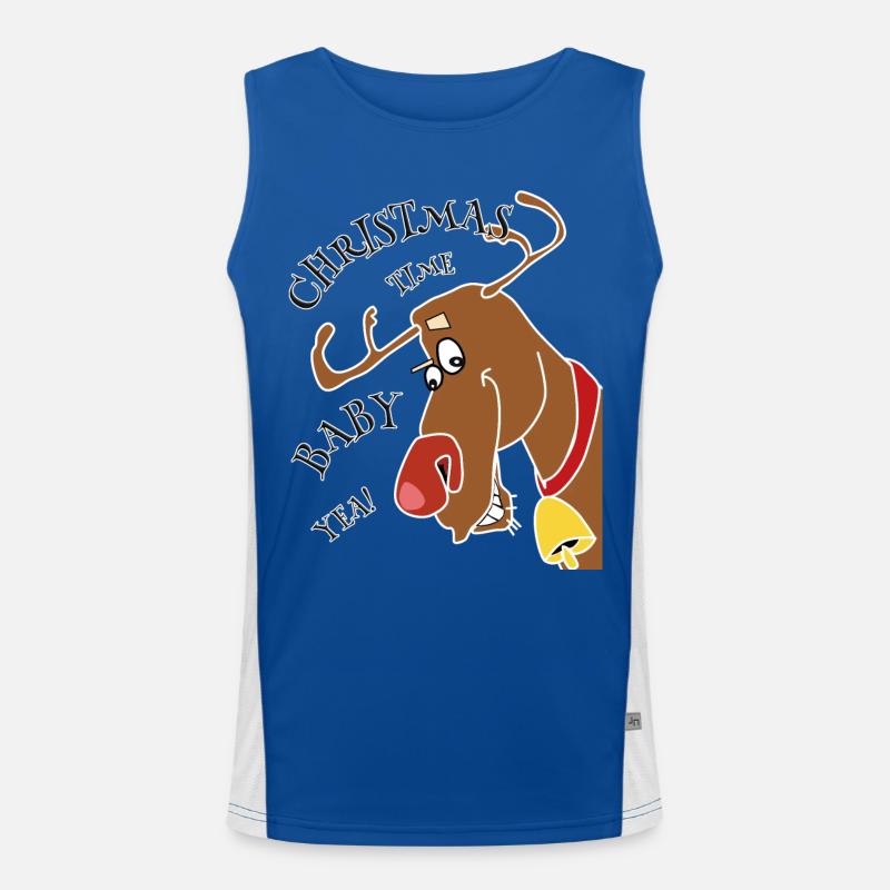 Lustiges Rentier mit Weihnachtsspruch Funktionelles Kontrast-Tank Top für Männer 