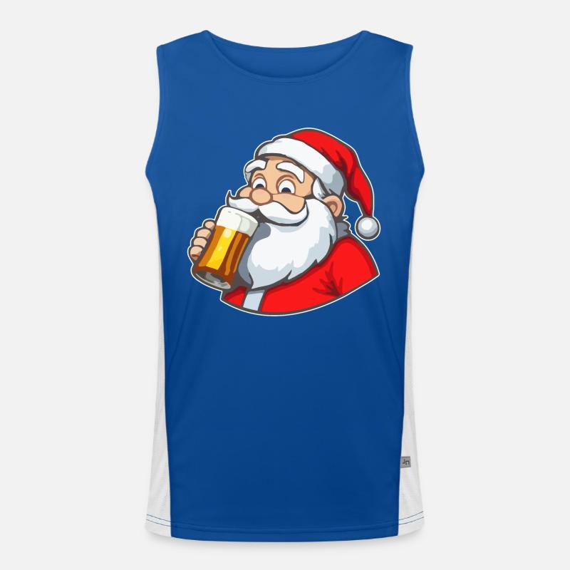 Weihnachtsmann mit Bier Funktionelles Kontrast-Tank Top für Männer 