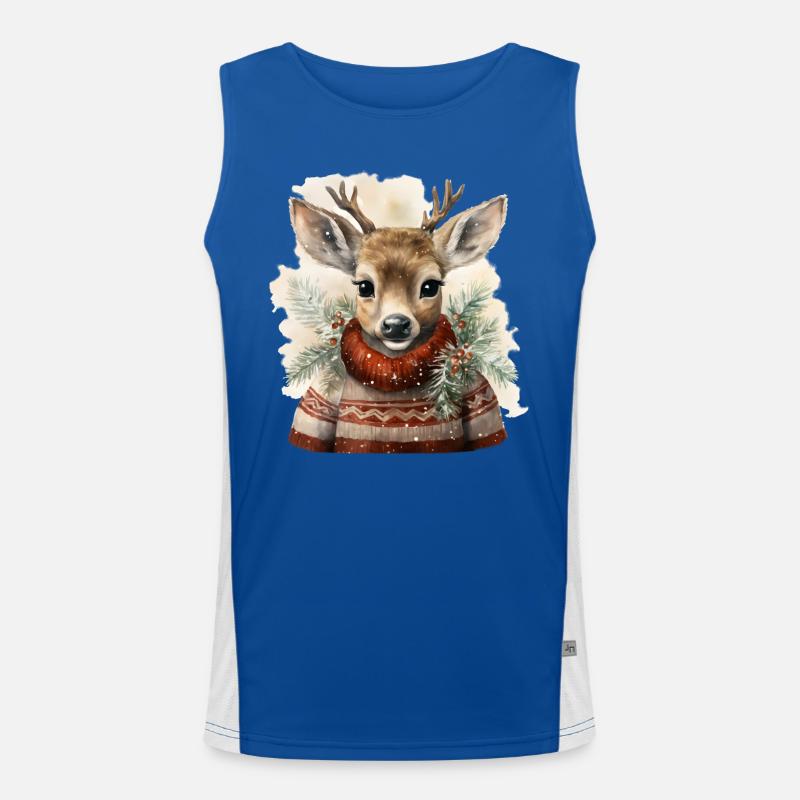 Hirsch im Winterpullover Funktionelles Kontrast-Tank Top für Männer 