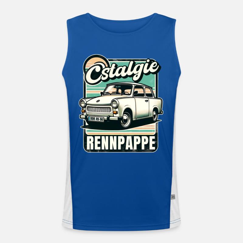 Ostalgie Rennpappe – Trabant 601 Trabbi DDR Retro Funktionelles Kontrast-Tank Top für Männer 