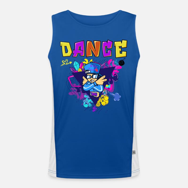 Vibranter Breakdance-Style Druckdesign Funktionelles Kontrast-Tank Top für Männer 