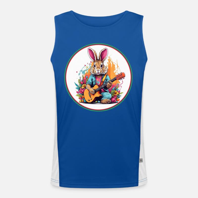 Osterhase mit Gitarre Funktionelles Kontrast-Tank Top für Männer 