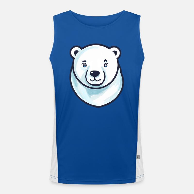 Polar Bear Head (comic) Men's Functional Contrast Tank Top 