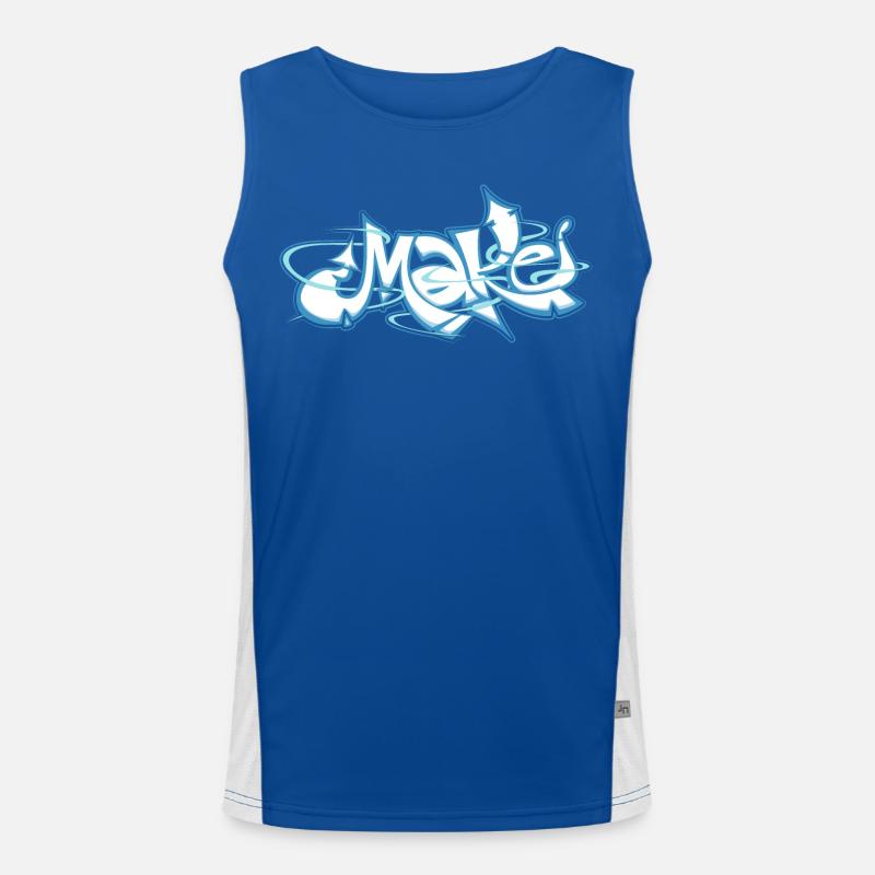 Blue word make graffiti Men's Functional Contrast Tank Top 