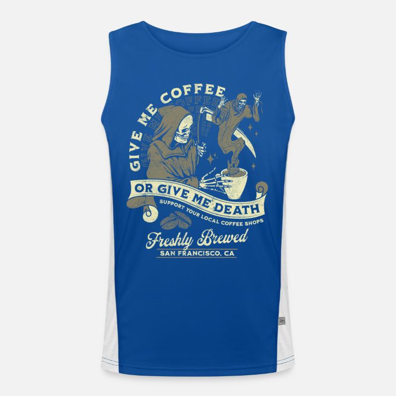 Kaffee oder Tod: Frisch Gebrüht Funktionelles Kontrast-Tank Top für Männer 