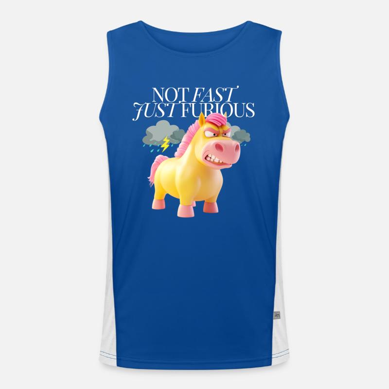 Not Fast, Just Furious – Wütendes Einhorn Funktionelles Kontrast-Tank Top für Männer 