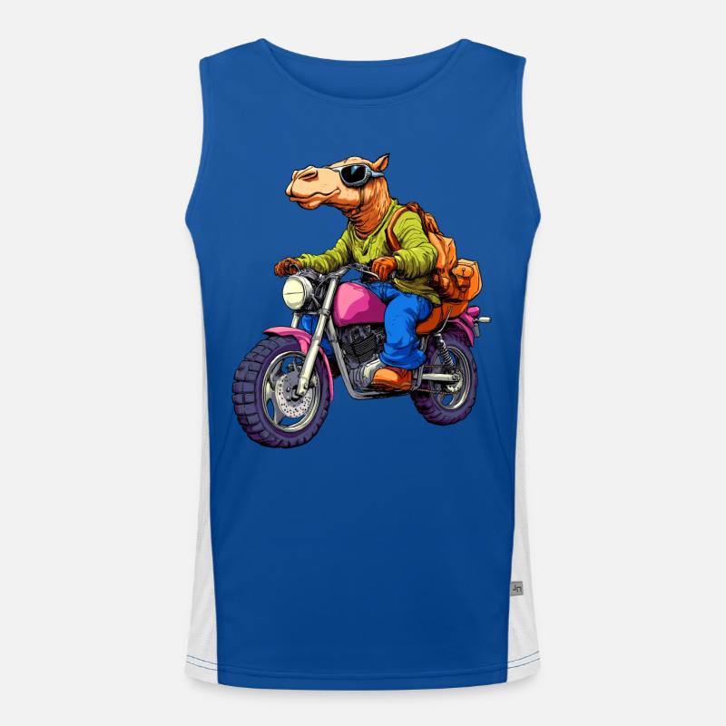 Camel Motorcycle - Men's Functional Contrast Tank Top  - royal/white